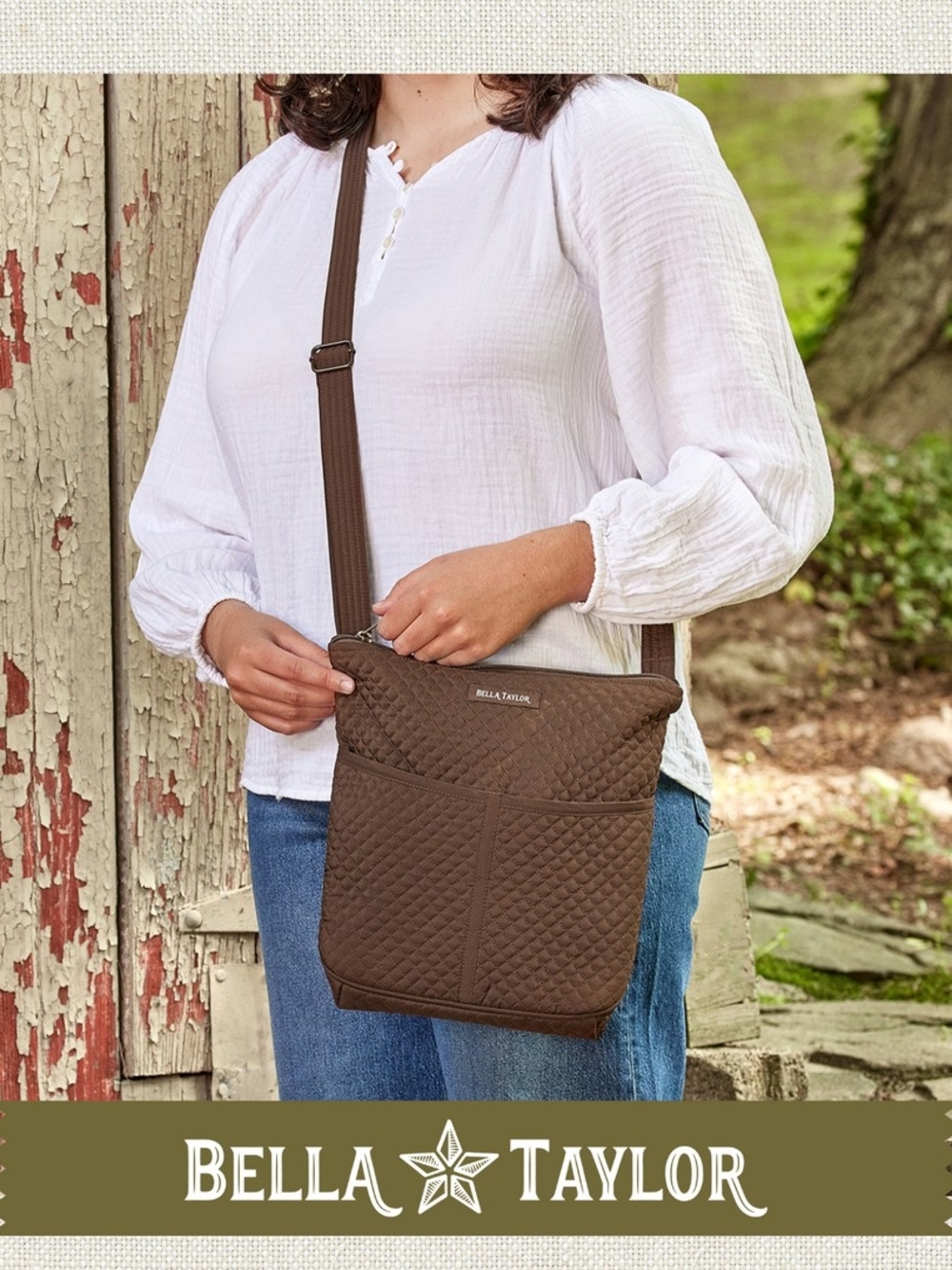 Bella Taylor Chocolate Quilted Microfiber Hipster Crossbody Bag